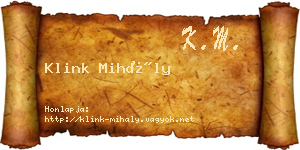 Klink Mihály névjegykártya